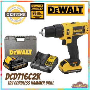 DeWALT DCD716C2K - 12V Cordless Battery Hammer Drill Driver W/ 2-Batteries 1.3Ah- DeWalt