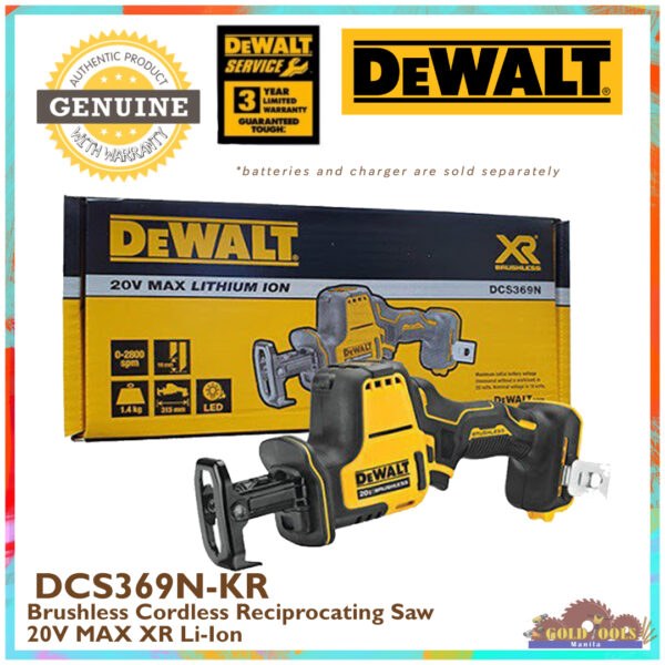 DeWalt DCS369N-KR Brushless Cordless Compact Reciprocating Saw 20V MAX XR Li-Ion - BARE