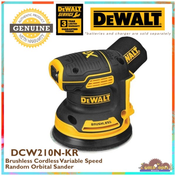 DeWalt DCW210N -KR Brushless Cordless Variable Speed Random Orbital Sander 20V MAX XR® Li-Ion - BARE