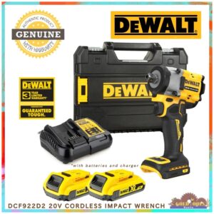 DeWalt DCF922D2 Cordless Brushless 1/2" Square Drive Impact Wrench 20V XR Li-Ion Kit Set
