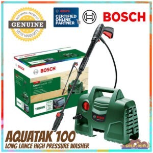 BOSCH Easy Aquatak 100 Bars Long Lance Pressure Washer & Car Wash Set