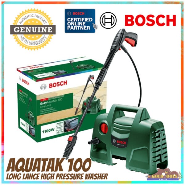 BOSCH Easy Aquatak 100 Bars Long Lance Pressure Washer & Car Wash Set