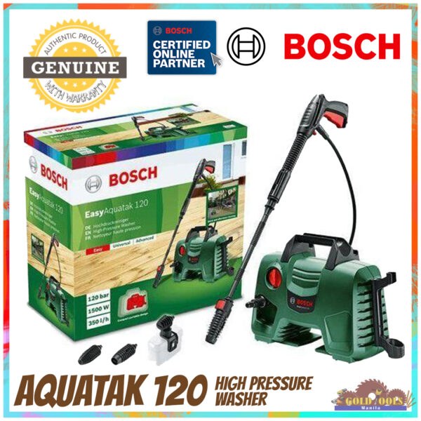 BOSCH Easy Aquatak 120 Pressure Washer & Car Wash Set AQT