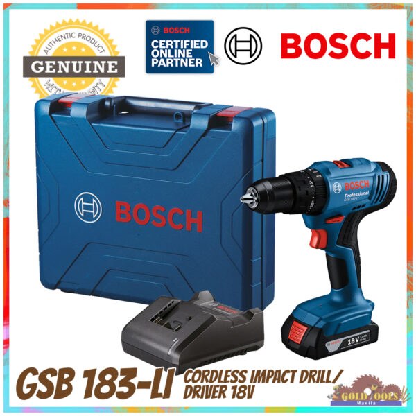 BOSCH GSB 183-LI 18V Cordless Impact Drill / Driver Kit Set