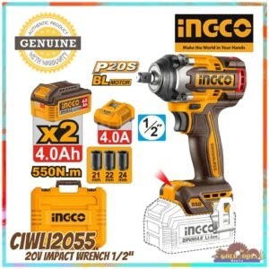 INGCO CIWLI2055 20V Brushless 550Nm 1/2" Cordless Impact Wrench Set