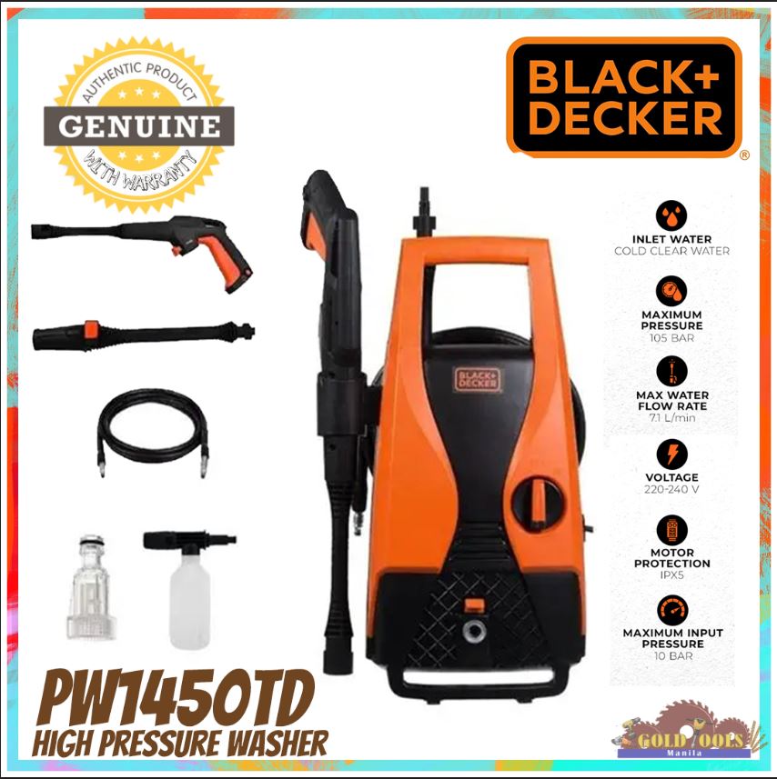 BLACK+DECKER PW1450TD-B1 1400W High Pressure Washer