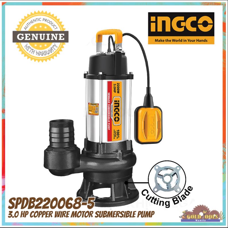 INGCO SPDB220068-5 Sewage Submersible Water Pump for Dirty Water 2200W 3.0HP
