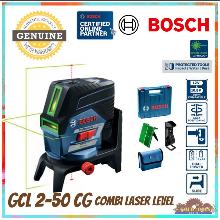 BOSCH GCL 2-50 CG Cross Line Laser Level with Plumb Points (50 meters)